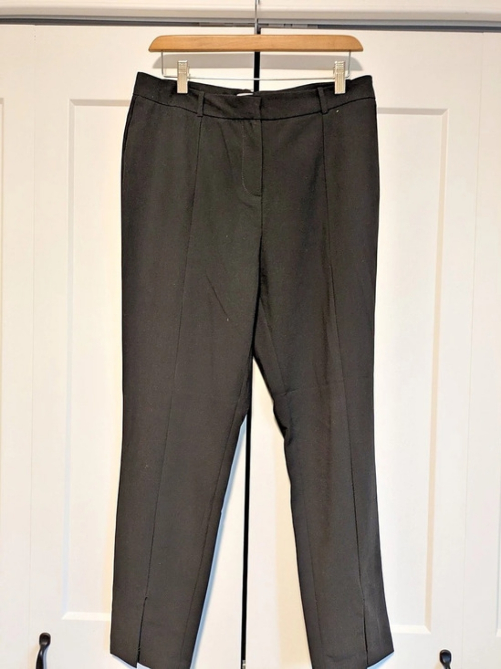 Calvin Klein Ankle Slit Pants Black Straight Leg Size 8